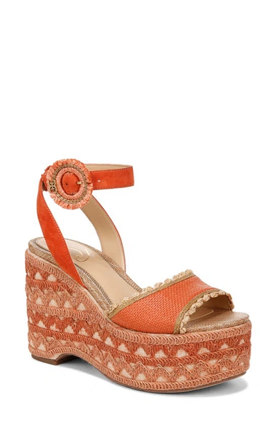 Sam Edelman Amber Platform Sandal Terra Orange Raffia