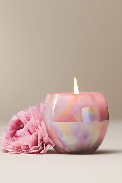 Anthropologie Cheena Egg Floral Pink Peony & Neroli Glass Candle