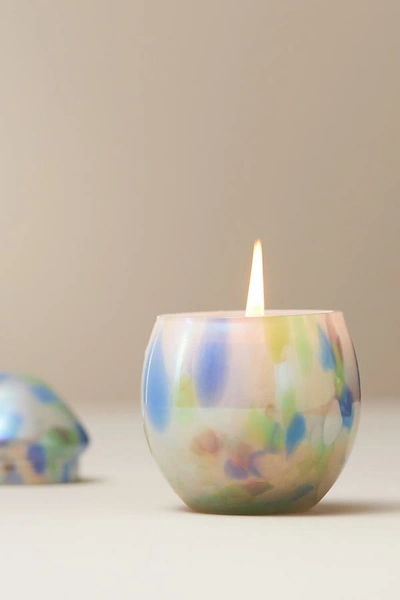 Anthropologie Cheena Egg Fresh Fig Tree Glass Candle In Blue