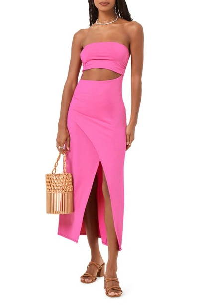 L*space Corsica Cutout Strapless Cover-up Dress In Bougainvillea