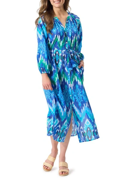 Tommy Bahama Cala Azure Long Sleeve Cover-up Dress In Beaming Blue