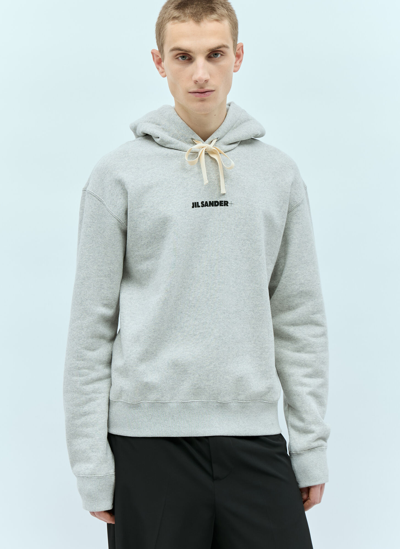 Jil Sander+ Logo Print Hooded Sweatshirt In Grey