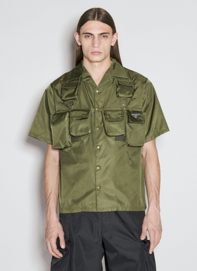 Prada Re-nylon Cargo Shirt In Green