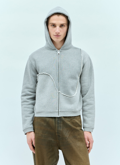 Erl Swirl Zipped Hooded Sweatshirt In Grey