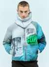 Erl Rl Mens Iridescent Grey Hooded Puffer Shell Jacket In Blue