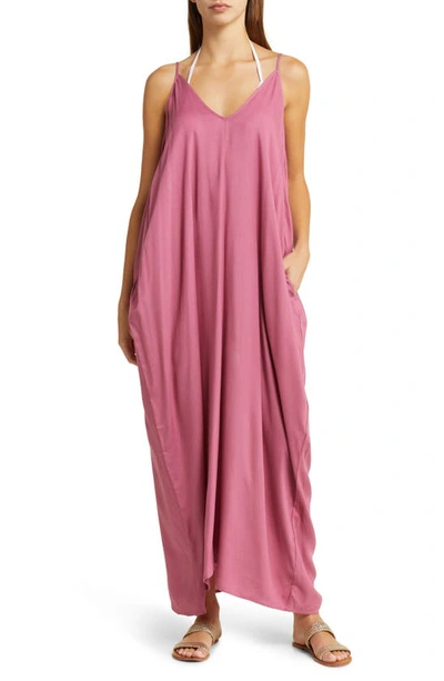 Elan V-back Cover-up Maxi Dress In Violet