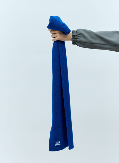 Burberry Ribbed Cashmere Scarf In Blue