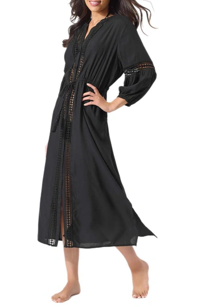 Tommy Bahama Sunlace Button Front Cover Up Dress In Black