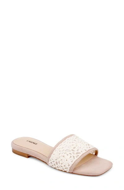 L Agence Armelle Slide Sandal In Ecru/pecan Crochet