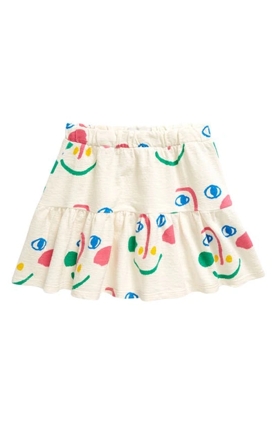 Bobo Choses Kids' Happy Face Print Cotton Skirt In Off White
