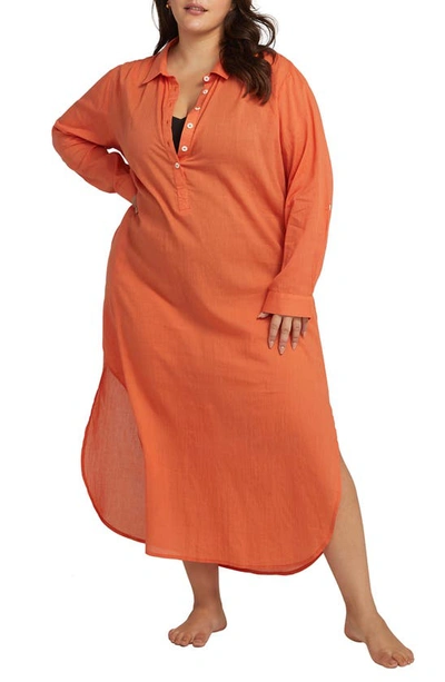 Artesands Plus Size Monteverdi Shirtdress Coverup In Orange