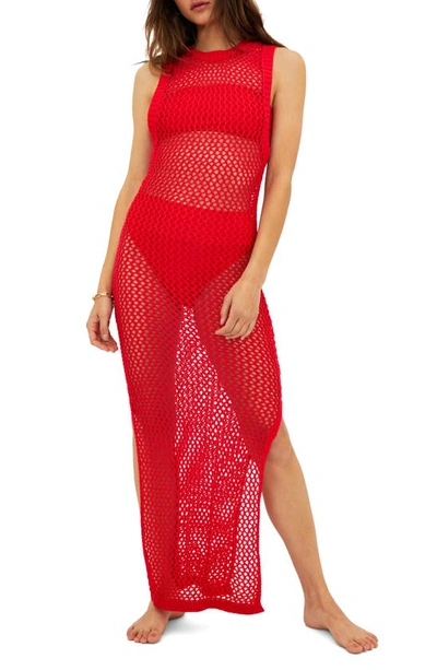 Beach Riot Women's Holly Net Cover-up Midi-dress In Red