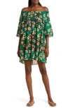 ULLA JOHNSON GALLIA FLORAL OFF THE SHOULDER COVER-UP DRESS