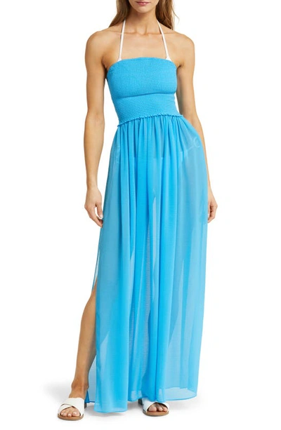 Ramy Brook Calista Strapless Georgette Cover-up Dress In Poolside