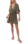 O'neill Wilder Lace Trim Cover-up Dress In Olive - Match Swatch