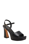 Katy Perry The Square Open Sandal Womens Adjustable Faux Leather Block Heel In Black