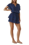 Melissa Odabash Georgie Embroidered Minidress In Navy