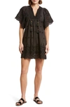 ALICIA BELL BRODERIE ANGLAISE FLUTTER SLEEVE COTTON COVER-UP DRESS