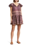 Alicia Bell Sadie Metallic Cotton & Silk Cover-up Minidress In Brown Pink Metallic