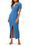 L*space Undertow Rib Button-up Cover-up Dress In Blue