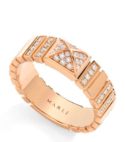 Marli New York Rose Gold And Diamond Cleo 2 Link Ring