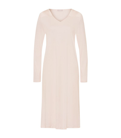 Hanro Cotton Long-sleeve Emma Nightdress In Pink