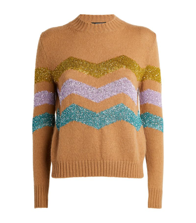 Weekend Max Mara Merino-blend Sequinned Sweater In Brown