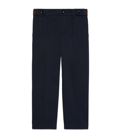 Gucci Kids Stretch-cotton Trousers (4-12 Years) In Blue