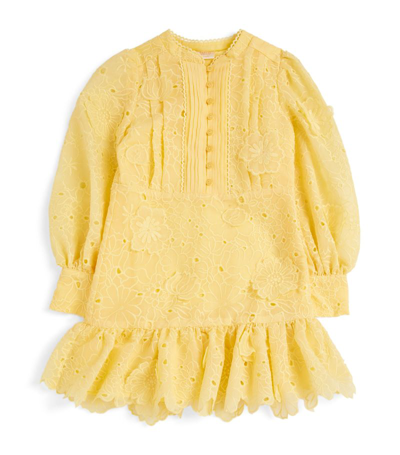Marlo Kids' Harper Broderie-anglaise Dress In Yellow