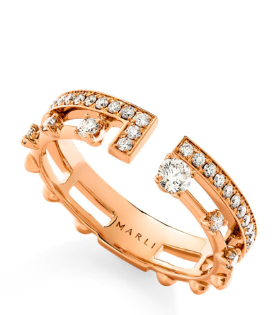 Marli New York Rose Gold And Diamond Avenues Index Ring (size 6)