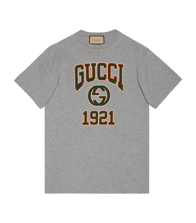 Gucci Logo-print Cotton T-shirt In Grey