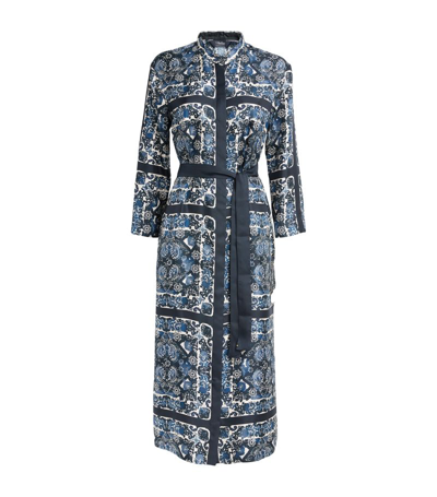 Max Mara Silk Printed Dress In Ultramarine