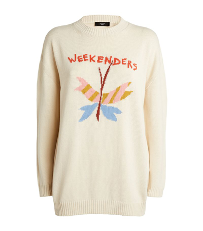 Weekend Max Mara Butterfly Design Sweater In White
