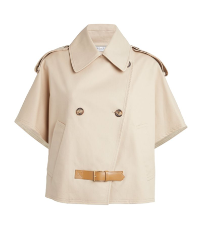 Max Mara Cotton Double-breasted Poncho In Beige