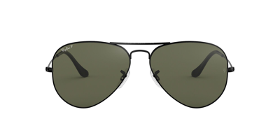 Ray Ban Unisex Polarized Sunglasses, Rb3025 Aviator Classic In Gunmetal,crystal Green Polar