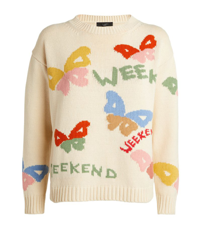 Weekend Max Mara Butterfly Design Sweater In White