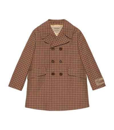 Gucci Kids' Wool Double-breasted Coat (4-12 Years) In Brown