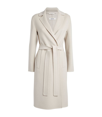 Max Mara Virgin Wool Belted Coat In Beige