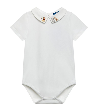 Trotters Embroidered Augustus And Friends Monty Bodysuit (3-24 Months) In White