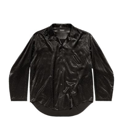 Balenciaga Crystal-embellished Satin Shirt In Black