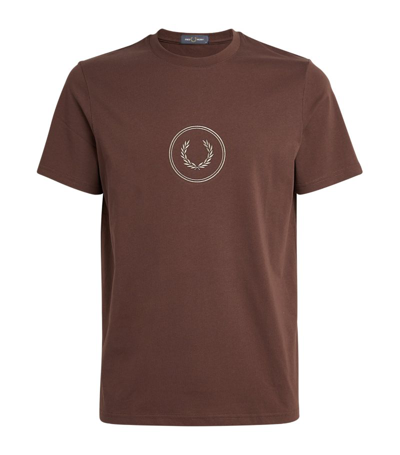 Fred Perry Embroidered Logo T-shirt In Brown