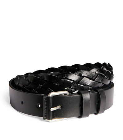 Weekend Max Mara Leather Braided Belt In Black