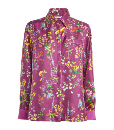 Max Mara Silk Floral Print Shirt In Yellow