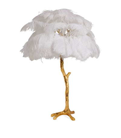 Aynhoe Park Ostrich Feather Table Lamp In White