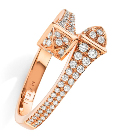 Marli New York Rose Gold And Diamond Cleo Ring