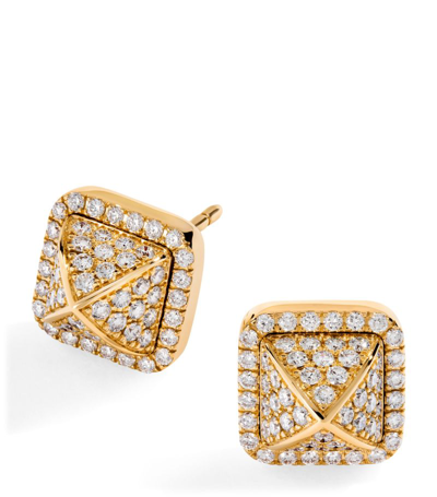 Marli New York Yellow Gold And Diamond Cleo Pyramid Earrings