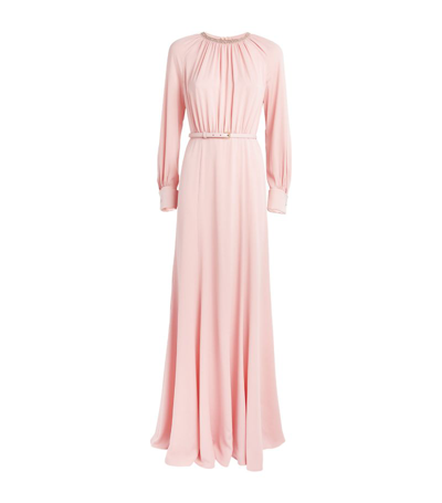 Max Mara Silk Maxi Dress In Pink