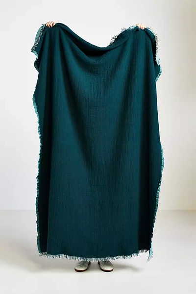 Anthropologie Darcy Throw Blanket In Green