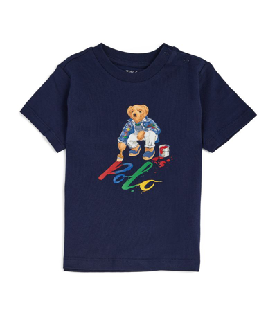 Ralph Lauren Kids' Polo Bear Paint T-shirt (6-14 Years) In Navy