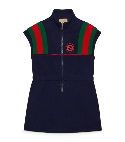 Gucci Kids' Cotton Felt Dress In Blue